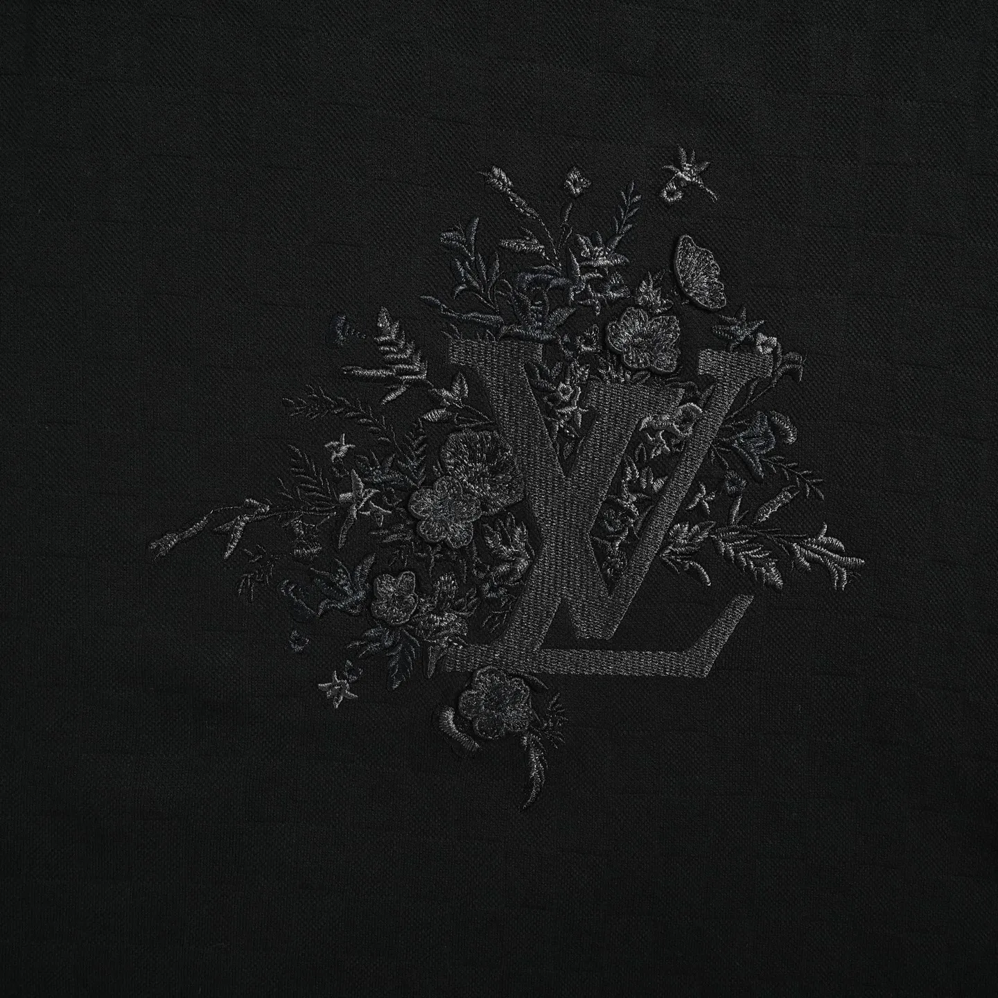 Louis Vuitton/Louis Vuitton floral embroidered checkerboard short sleeves